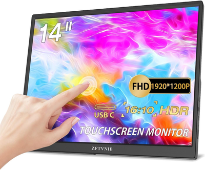 Сенсорный портативный монитор 14" ZFTVNIE HD140 Full HD IPS 60 Гц Б/В