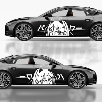 Наклейка на Авто / Бока / Борт Авто / Ливрея / Графика " Аниме персонаж - Anime Character " белый цвет 2 шт - ТИП1