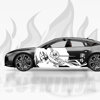 Наклейка на Авто / Бока / Борт Авто / Ливрея / Графика " Аниме персонаж - Anime Character " белый цвет 2 шт - ТИП4