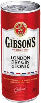 Напій слабоалкогольний Gibson's London Dry Gin & Tonic 5% 0.25 л (3147692359997)