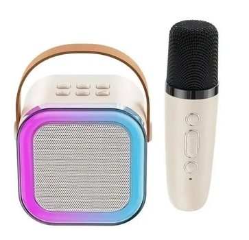 Колонка портативная Bluetooth K12, с микрофоном, бежевая 8918