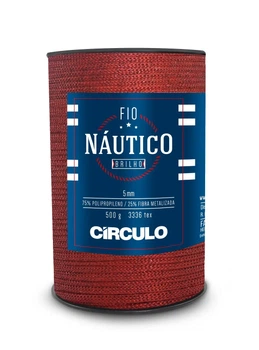 3734 FIO NAUTICO BRILHO пряжа (75% поліпропілен і 25% метал. фібра, 500гр. 150м. 1шт), бордовий