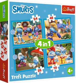 Puzzle 4w1 Trefl The Smurfs Wioska Smerfów 35+48+54+70 elementów 34656 (5900511346565)