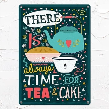 Металлическая табличка There is always time for tea & cake (MET_20J045_WH) TM Presentville