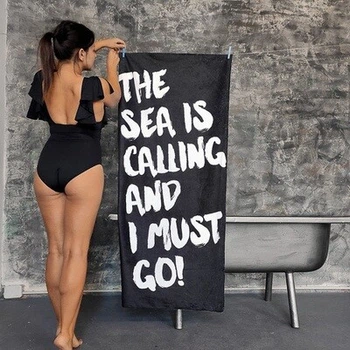 Рушник пляжний з принтом The sea is calling and I must go !, 150х70 см