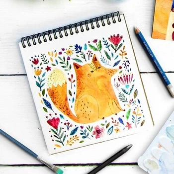 Блокнот Sketchbook (квадрат.) Лиса и цветы на белом фоне (BDK_FFL002) TM Presentville