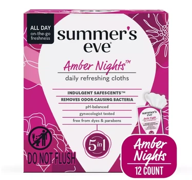 Серветки очищувальні для інтимної гігієни Summer's Eve Amber Nights 12 шт.