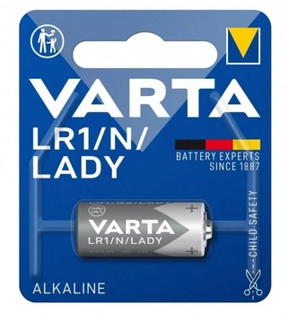 Батарейка щелочная Varta LR1 емкость 880мАч, напряжение 1.5-1.55В в упаковке 1шт.