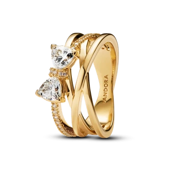 Каблучка Pandora Іскристий бант з покриттям 14k золотом 163511C01 48