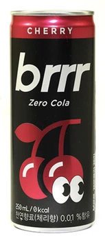 Корейский газированный напиток Brrr Zero Cola со вкусом вишни без сахара, 250 мл, Ilhwa