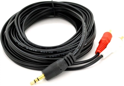 Кабель Voltronic DC3.5 (тато) - 2xRCA (тато), GOLD Jack, CU, Stereo, круглий, Black, 1.5 м, (Пакет) Q500 (YT02111)