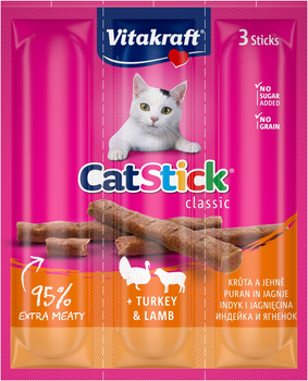 Лакомство для кошек с индейкой и ягненком Vitakraft Sticks Turkey Lamb, 3 шт х 6 гр