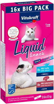 Лакомство для котов с лососем и печенью Vitakraft Liquid Snack Salmon Liver, 16 шт х 15 гр