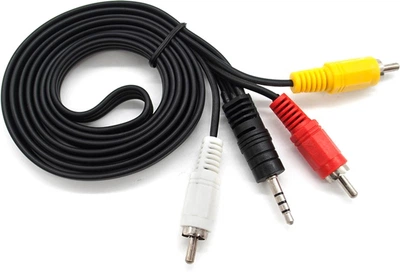 Кабель Voltronic DC3.5 (тато) - 3xRCA (тато), GOLD Jack, довжина Jack 17мм, CU, круглий, Black, 1.5 м, (Пакет) Q500 (YT11853)