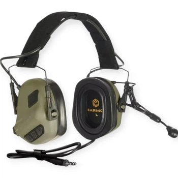 Активные тактические наушники EARMOR M32 Plus с микрофоном (гарнитурой) олива