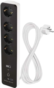 Умный сетевой удлинитель EMOS P1422SM 4 розетки ПВХ USB-A USB-C Wi-Fi 1.5 м² 2 м