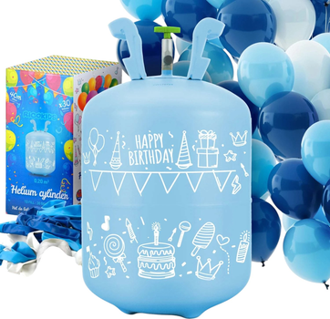 Butla z helem Ricokids 0.42 m³ z balonami i wstążką Blue (5903890626464)