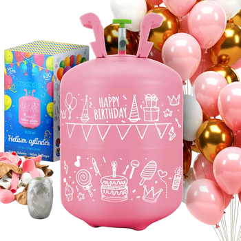 Butla z helem Ricokids 0.42 m³ z balonami i wstążką Pink (5903890626457)