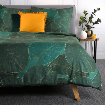 Komplet pościeli Homla Gallo Dwuosobowy mikrofibra w zielone liście 160 x 200 cm (5904183811765)