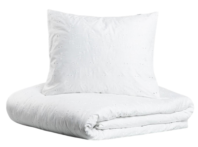 Komplet pościeli Homla Karumi Półtorej Poszewka na pościel 160 x 200 cm + 2 poszewki na poduszki 50 x 60 cm z haftem Biały (5906496725111)