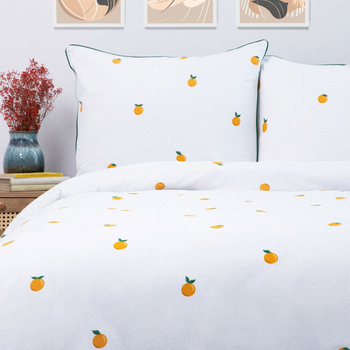 Komplet pościeli Homla Orangie King Size Poszewka na pościel 200 x 220 cm + 2 poszewki na poduszki 50 x 60 cm bawełniany w pomarańcze (5904183879604)