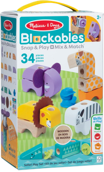 Zestaw drewnianych klocków Melissa & Doug Zwierzątka Safari 34 elementy (681147005549)