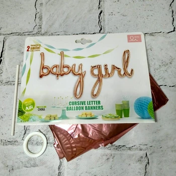 Повітряні кульки слова літери Baby girl пропис Рожеве золото TX-002