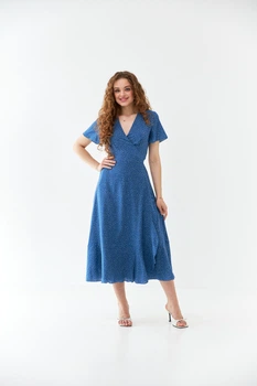 Плаття на запах з рукавом дзвін Wear me S Синій (14_25_395-1_11599)