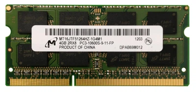 Оперативна пам'ять Micron SODIMM DDR3 4Gb 1333MHz PC3-10600 (MT16JTF51264HZ-1G4M1)