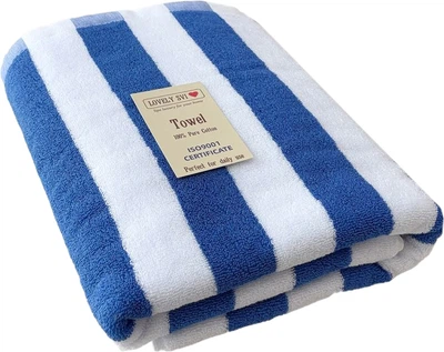 Полотенце хлопок махра Lovely Svi для пляжа бассейна ванной отелей SPA саун XL 75x150 см Синие полоски (6905321205254)