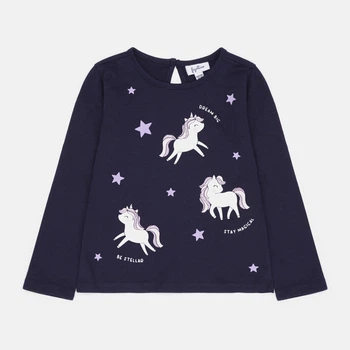 Детская футболка с длинными рукавами для девочки OVS T-Shirt W/Pr Insignia Blu 1817538 80 см Синяя (8056781510131)