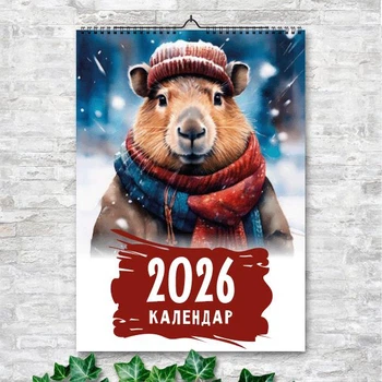 Календар настінний перекидний ПОДОРОЖ КАПІБАРИ 13 АРКУШІВ ENTERSTORE 42х29.7 см (ART 250112)