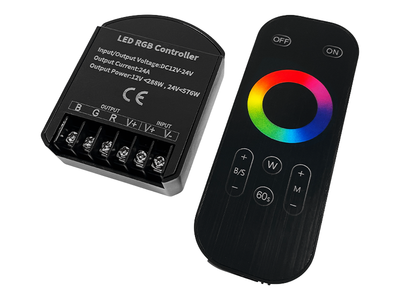Контролер RGB OEM C-24-RF8-T-B радіо сенсорний 8A/CH 12-24V Чорний
