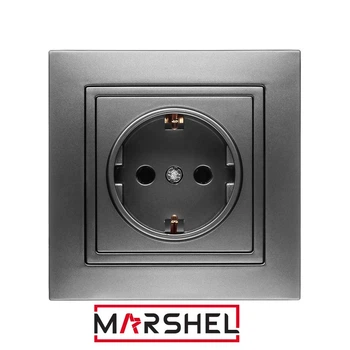 Розетка одноместная с заземляющим контактом MARSHEL ELEGANT RS16-379 Graffite