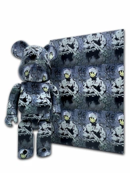 Статуэтка Bearbrick x RIOT COP x BRANDALISM 400% 28 см Medicom Toy Смайлик Полицейский
