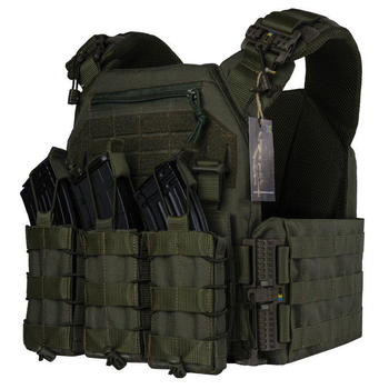 Плитоноска Warmor Gen.3 Pro с быстрым боковым и верхним сбросом Олива Cordura + 3 подсумка под магазины