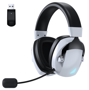 Ігрові бездротові навушники Onvex BL100PRO з мікрофоном | Bluetooth 5.3 + 2.4G + AUX | Обʼємний 3D звук | До 48 годин роботи | Для ПК, PS4, PS5, Xbox, телефону | Білі