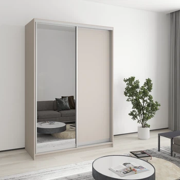 Шкаф-купе двухдверный MebelStar Стандарт AL ДСП/Зеркало 140x60x210 см Кашемир (MBS-2436)