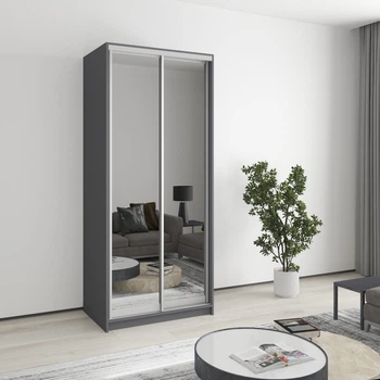 Шкаф-купе двухдверный MebelStar Стандарт AL 2 Зеркала 90x45x210 см Антрацит (MBS-2467)