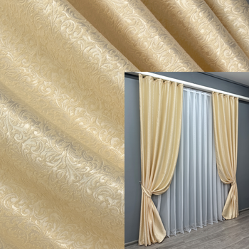 Комплект готових штор VR-Textil Жакард № 1727ш Кремовий 150х285 см 2 шт (33-0649)