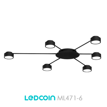 Люстра ML471-6 чорна Ledcoin на 6 ламп GX53 (стельовий світильник під змінні LED лампи) 790х755х55мм