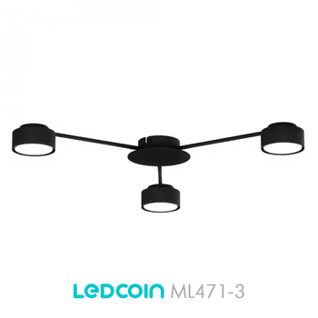 Люстра ML471-3 чорна Ledcoin на 3 лампи GX53 (стельовий світильник під змінні LED лампи) Ø630х55мм