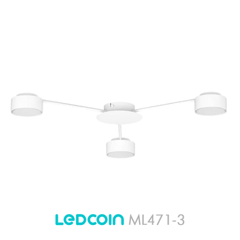 Люстра ML471-3 бiла Ledcoin на 3 лампи GX53 (стельовий світильник під змінні LED лампи) Ø630х55мм