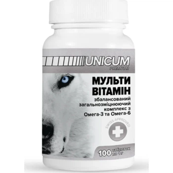 Витамины для собак Unicum PREMIUM мультивитамин 100 табл. (4820150201869)