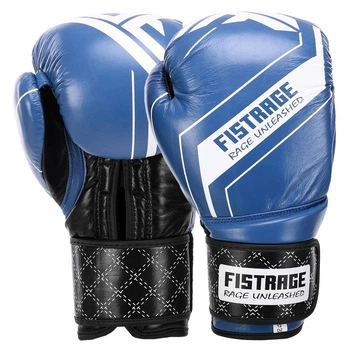 Перчатки боксерские кожаные Fistrage Fight Gear 4279 размер 12 унций Blue-White