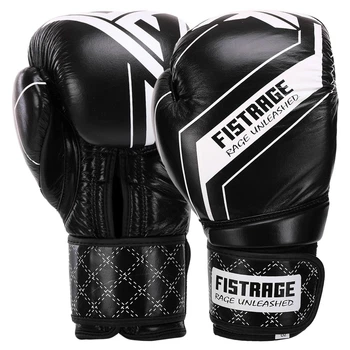 Рукавички боксерські шкіряні Fistrage Fight Gear 4275 розмір 10 унцій Black-White