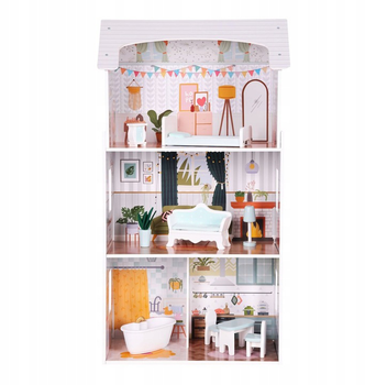 Domek dla lalek EcoToys Alice 3 piętra 9 mebelków D8211 (5905817006335)