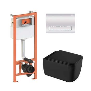 Готовое решение Qtap для ванной комнаты: подвесной унитаз Gemini Ultra Quiet 530х365х373 + комплект инсталляции Nest 4 в 1 (линейная клавиша Chrome)SD00052301