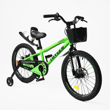 Дитячий двухколісний велосипед TAYGER 20 CORSO TG-21708 алюмінієва рама дискові гальма додаткові колеса кошик бутилочка