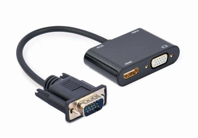 Адаптер Cablexpert VGA HDMI+VGA M/F 0.15 м Black (A-VGA-HDMI-02)